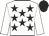 White, black stars, white sleeves, black cap