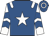 Royal blue, white epaulets, white star, white sleeves, royal blue chevrons, royal blue cap, white hoop