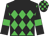 Lime, black diamonds, black yoke, black sleeves, lime armlets, black and lime checked cap