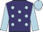 purple, light blue spots, light blue sleeves and cap purple, light blue spots, light blue sleeves and cap