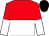Red and white halved horizontally, halved sleeves, black cap Red and white halved horizontally, halved sleeves, black cap