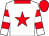 White, red star and collar, white sleeves , red hoops, red cap