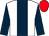 White, dark blue stripe and sleeves, red cap White, dark blue stripe and sleeves, red cap