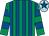 Emerald green and royal blue stripes, hooped sleeves, light blue cap, royal blue star Emerald green and royal blue stripes, hooped sleeves, light blue cap, royal blue star