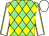 Light green & yellow diamonds, white sleeves, yellow seams, white cap Light green & yellow diamonds, white sleeves, yellow seams, white cap