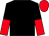 Black, black and red halved sleeves, red cap Black, black and red halved sleeves, red cap
