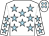 white, light blue stars, white cap, light blue spots white, light blue stars, white cap, light blue spots