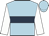 light blue, dark blue hoop, white sleeves