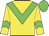 Yellow body, big-green chevron, yellow arms, big-green chevron, big-green cap