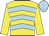 Yellow, light blue chevrons, yellow sleeves, light blue cap