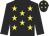 Black, yellow stars, black sleeves, yellow stars on cap