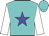 Turquoise, blue star, white sleeves, turquoise cap