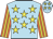 Sky blue, yellow stars, orange and yellow striped sleeves Sky blue, yellow stars, orange and yellow striped sleeves