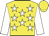 Yellow body, white stars, white arms, yellow cap