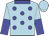Light blue, blue spots and collar, light blue and blue halved sleeves, light blue cap Light blue, blue spots and collar, light blue and blue halved sleeves, light blue cap