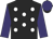 Black, white spots, purple sleeves and cap, black peak Black, white spots, purple sleeves and cap, black peak