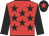 Red, black stars, black sleeves, black cap, red star Red, black stars, black sleeves, black cap, red star