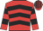 Red & black chevrons, hooped sleeves, striped cap Red & black chevrons, hooped sleeves, striped cap