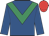 Royal blue, emerald green chevron, red cap