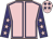 Pink, purple seams, purple sleeves, pink stars, pink cap, purple stars