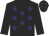Black body, purple stars, black arms, black cap, purple stars