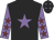 Black, mauve star, mauve sleeves, maroon stars, black cap, mauve stars Black, mauve star, mauve sleeves, maroon stars, black cap, mauve stars