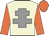 Beige, grey cross of lorraine, orange sleeves and cap