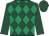Dark green and emerald green diamonds, dark green sleeves and cap