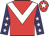 Red, white chevron, purple sleeves, white stars, red cap, white star Red, white chevron, purple sleeves, white stars, red cap, white star