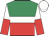 Emerald green and red halved horizontally, white hoop, white and red halved sleeves, white cap Emerald green and red halved horizontally, white hoop, white and red halved sleeves, white cap