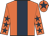 Orange, dark blue stripe, orange sleeves, dark blue stars, orange cap, dark blue star Orange, dark blue stripe, orange sleeves, dark blue stars, orange cap, dark blue star