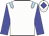 White, light blue epaulettes, blue arms, white cap, blue diamond