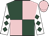 Pink & dark green quartered, white sleeves, dark green diamonds, pink cap Pink & dark green quartered, white sleeves, dark green diamonds, pink cap
