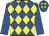 Royal blue & yellow diamonds, royal blue sleeves, yellow spots on cap Royal blue & yellow diamonds, royal blue sleeves, yellow spots on cap