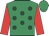 Emerald green, dark green spots, red sleeves, emerald green cap Emerald green, dark green spots, red sleeves, emerald green cap