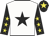 White, black star, black sleeves, yellow stars, black cap, yellow star White, black star, black sleeves, yellow stars, black cap, yellow star
