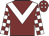 Maroon, white chevron, check sleeves, maroon cap, white diamonds Maroon, white chevron, check sleeves, maroon cap, white diamonds