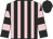 Black and pink stripes, hooped sleeves, black cap Black and pink stripes, hooped sleeves, black cap