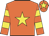 Orange, yellow star, hooped sleeves and star on cap Orange, yellow star, hooped sleeves and star on cap