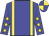 blue, yellow braces, blue sleeves, yellow stars, quartered cap