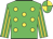 Lime green, yellow spots, yellow stripes on sleeves, quartered cap