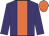 Purple body, orange stripe, purple arms, orange cap