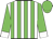 white, green stripes, green sleeves, white cuffs, green cap