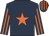 Dark blue, orange star, striped sleeves, striped cap