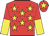 Red, yellow stars, halved sleeves and star on cap