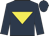 Dark blue, yellow inverted triangle