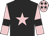 Black, pink star, pink sleeves, black armlets and stars on pink cap
