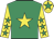 Emerald green, yellow star, yellow sleeves, emerald green stars, yellow cap, emerald green star