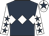 Dark blue, white triple diamond, white sleeves, dark blue stars, white cap, dark blue star
