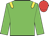 Green body, yellow epaulettes, green arms, red cap